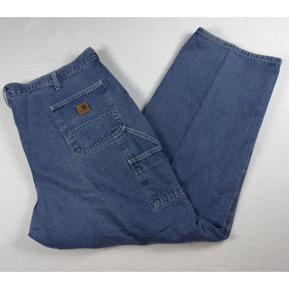 Carhartt B13 DST Dungaree Fit Carpenter Jeans Mens 46x32 Blue Denim Work Pants